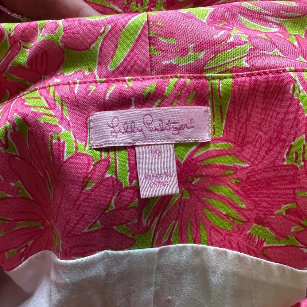Lilly Pulitzer Pink & Lime Floral Midi Sheath Dress - Picture 2 of 4